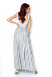 Elegant Chiffon Long Dress with Belted Waist and Smooth Top