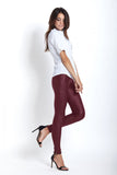 Elegant Eco-Leather Look Leggings with Decorative Zipper