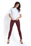 Elegant Eco-Leather Look Leggings with Decorative Zipper