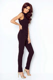 Heart-Shaped Neckline Sexy Jumpsuit with Mesh Inserts