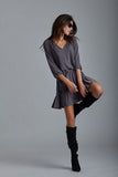 Romantic Loose-Fitting Dress with Frill and Belt Detail