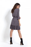 Romantic Loose-Fitting Dress with Frill and Belt Detail