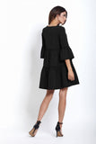 Elegant V-Neck Flared Dress with Girlish Frills