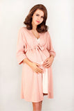 Soft Pink Maternity Dressing Gown with 3/4 Sleeves
