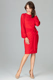 Elegant Dress with Long Transparent Sleeves and Bow Detail