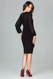 Elegant Long Sleeve Dress with Bow Detail and Zipper