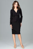 Knee-Length Dress with Long Sleeves and Geometric Basque