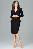 Knee-Length Dress with Long Sleeves and Geometric Basque