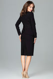 Knee-Length Dress with Long Sleeves and Geometric Basque