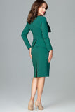 Elegant Knee-Length Dress with Long Sleeves and Slit