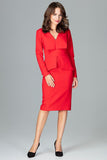 Chic Knee-Length Dress with Long Sleeves and Slit Back