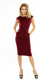 Burgundy High Waist Midi Dress with Pockets