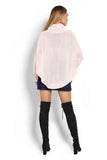 Stylish Turtleneck Poncho with Braided Sleeve Pattern