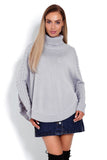 Stylish Turtleneck Poncho with Braided Sleeve Pattern