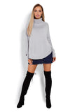 Stylish Turtleneck Poncho with Braided Sleeve Pattern