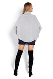 Stylish Turtleneck Poncho with Braided Sleeve Pattern