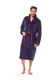 Exclusive Men's Shawl Collar Bathrobe in Dark Navy Blue
