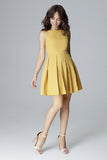 Feminine Sleeveless Dress with Flared Folds and Fitted Top