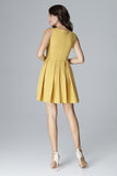 Feminine Sleeveless Dress with Flared Folds and Fitted Top