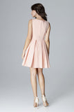 Flared Sleeveless Dress with Fitted Top and Low Neckline