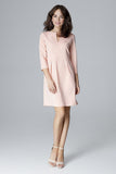 Slim Fit Dress with V-Neck Slit and 3/4 Sleeves