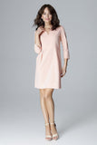 Slim Fit Dress with V-Neck Slit and 3/4 Sleeves