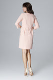 Slim Fit Dress with V-Neck Slit and 3/4 Sleeves