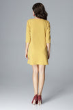 Slightly Flared 3/4 Sleeve Dress with Decorative Clasp