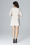 Slightly Flared 3/4 Sleeve Dress with Decorative Clasp