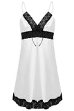 Elegant Lace Trim Satin Strapless Nightgown