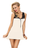 Lace Trimmed Smooth Nightdress with Satin Bow