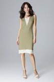 Elegant Stretch Dress with Chiffon Inserts and Zip Back