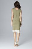 Elegant Stretch Dress with Chiffon Inserts and Zip Back