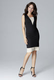Elegant Stretch Dress with Chiffon Inserts and Zipper Back