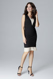 Elegant Stretch Dress with Chiffon Inserts and Zipper Back