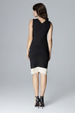 Elegant Stretch Dress with Chiffon Inserts and Zipper Back