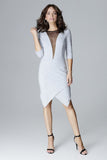 Asymmetrical Knit Dress with 3/4 Length Sleeves