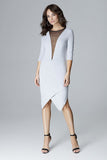 Asymmetrical Knit Dress with 3/4 Length Sleeves