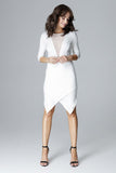 Asymmetrical Cut-Out Dress with 3/4 Sleeves and Insert