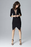 Asymmetrical Knit Dress with 3/4 Length Sleeves