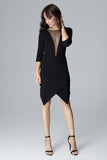 Asymmetrical Knit Dress with 3/4 Length Sleeves