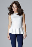 Elegant Basque Blouse with Back Zip Closure