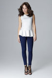 Elegant Basque Blouse with Back Zip Closure