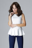Elegant Basque Blouse with Back Zip Closure