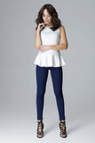 Elegant Basque Blouse with Back Zip Closure