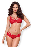 Seductive Red Lace Bra & Thong Set with Glittering Details