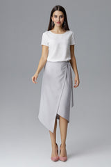 Asymmetrical Tie-Waist Skirt for Chic Outfits - grey / S
