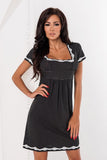 Elegant Black Polka Dot Chemise with Lace Trim