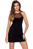 Charming Black Micromodal Nightdress with Heart Tulle