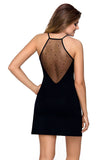 Charming Black Micromodal Nightdress with Heart Tulle